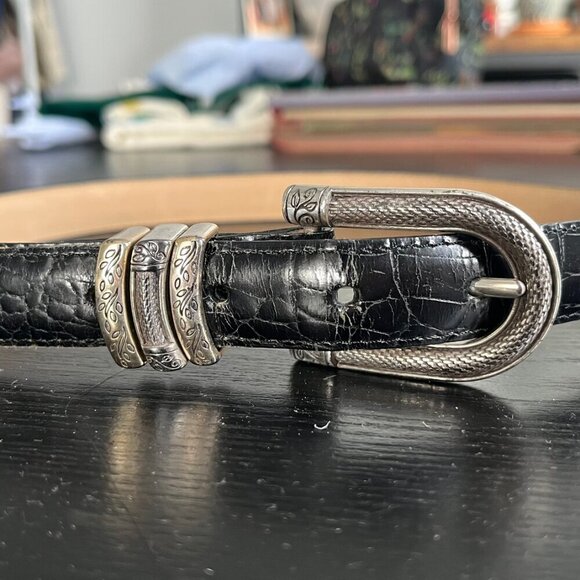 Brighton Classics Medium Black Belt with Mixed Metal Buckle - Picture 1 of 3